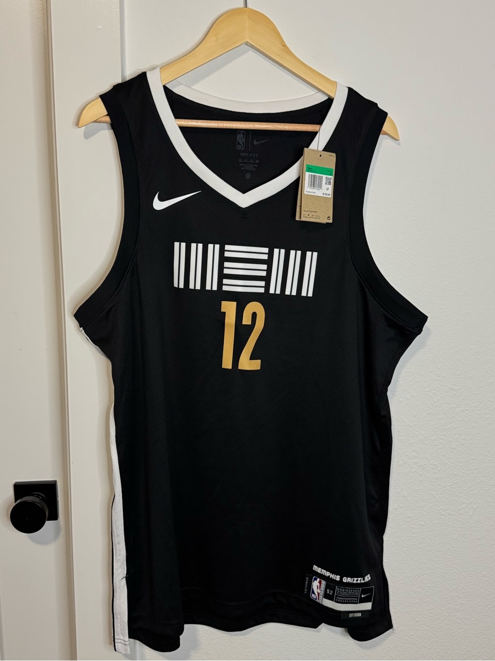 Nike Ja Morant Memphis Grizzlies Swingman Jersey Black & White XL
